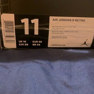 Cool grey 9 retro air Jordan size11